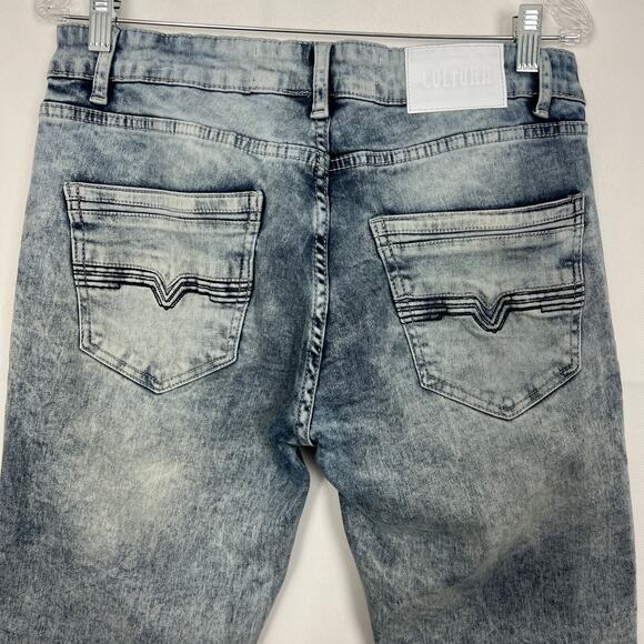 Cultura Men's Acid Wash Blue Jeans Size 32 Skinny - Picture 6 of 8